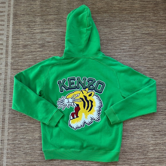 NWT Kenzo 1970 Tiger Embroidered Varsity Green cotton oversized hoodie SZ Medium - Picture 10 of 10